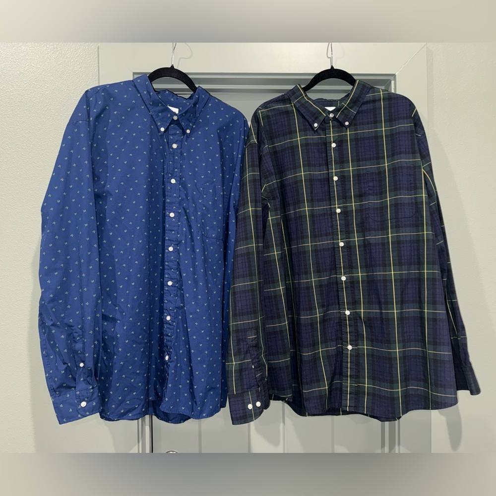 Saddlebred 3XLT Button Down Shirt Bundle Classic Fit Tall Blue & Plaid-2 Shirts